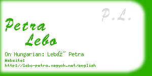 petra lebo business card